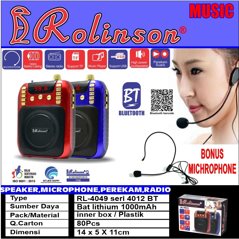 Rolinson RL-4049 Speaker Portable Bloetooth Seri 4012BT