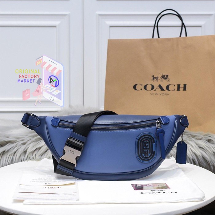 VS TAS COACH RIVINGTON Belt Bag Colorblock With Patch Blue COACH 89079