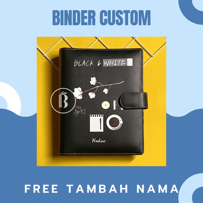 

[DD] Binder Custom Printing Black and White FREE Tambah nama A5 B5 A6 - 6ring A6
