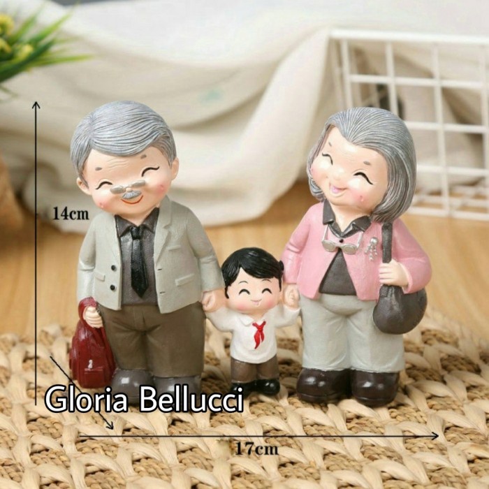 patung pajangan kakek nenek cucu grandpa oma hiasan rumah anniversary
