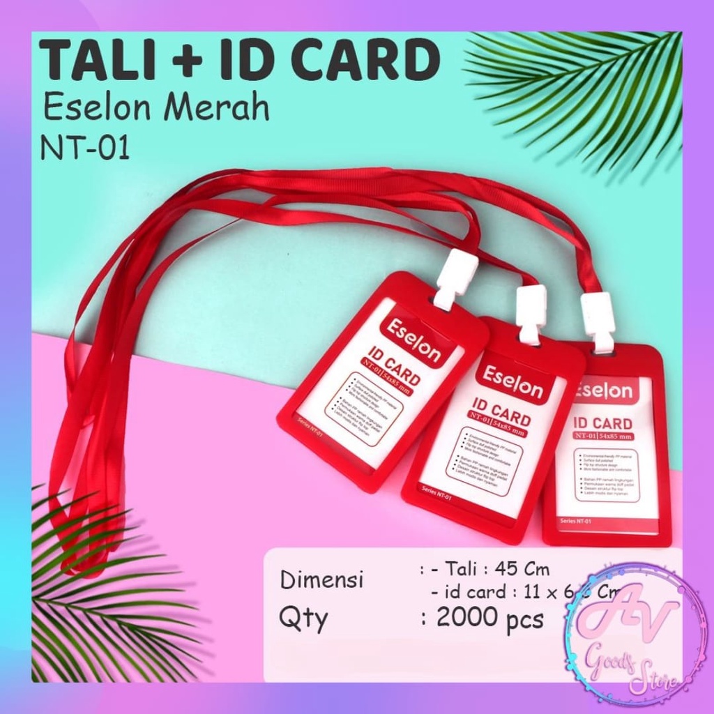

Tempat ID Card + Tali Cantolan / ID Card Holder Plastik B1 + Tali / Nametag + Lanyard