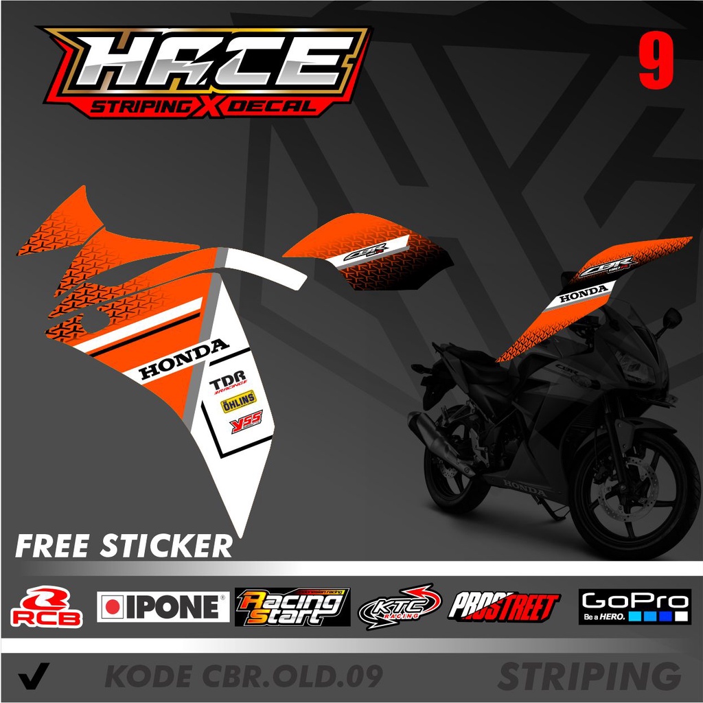 STICKER STRIPING CBR OLD - STICKER STRIPING CBR OLD BAHAN PREMIUM KODE 09