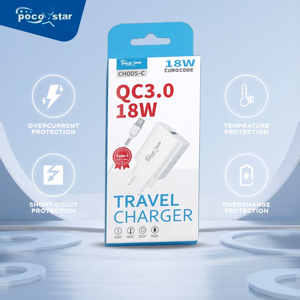 POCOSTAR Adaptor original charger oppo fast charging 18w ~20w 3A berlaku untuk oppo samsung xiaomi H