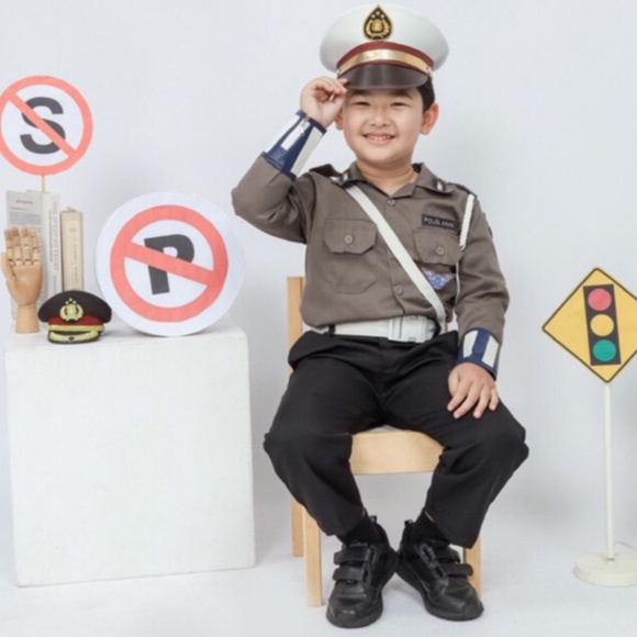 DIVAINE - Baju Seragam Profesi Anak Laki - Laki & Perempuan POLISI POLWAN DOKTER PILOT KOKI PEMADAM 