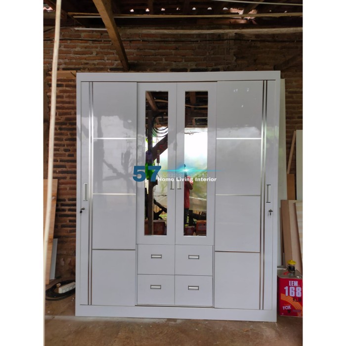 Lemari Pakaian 4 Pintu Bahan Plywood HPL Minimalis