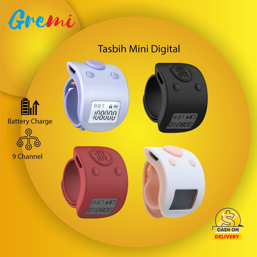 Tasbih Digital LED Tally Counter 5 Channel Rechargeable Kabel Cas Alarm Jam PSL311 Edge Lampu Alat