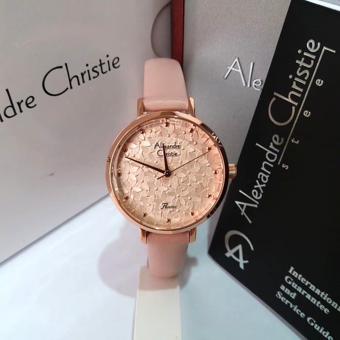 Jam Tangan Wanita Alexandre Christie AC 2728 Original - Rosegold Peach