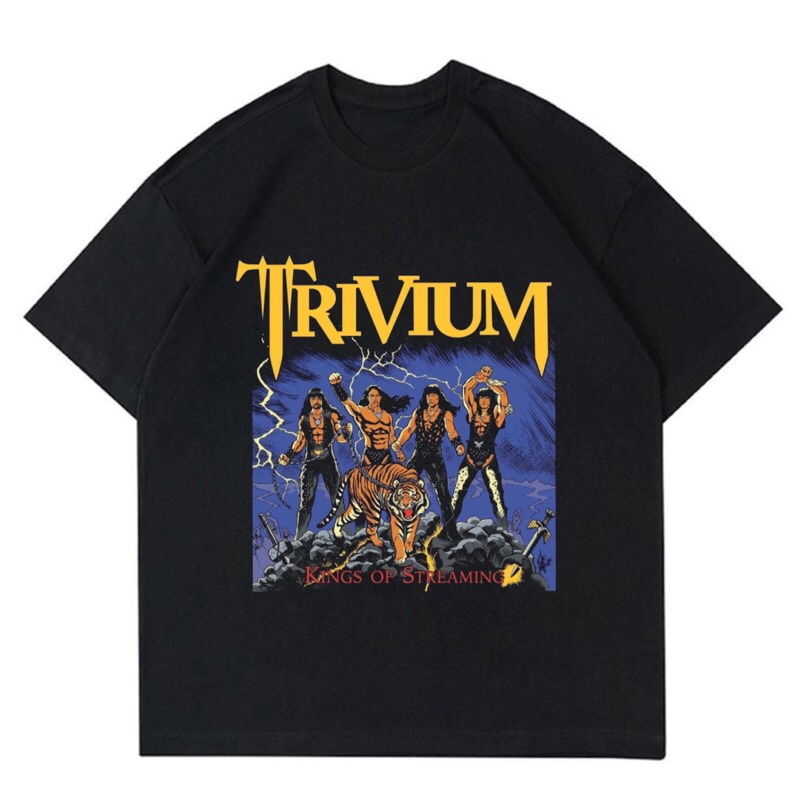 KAOS BAJU TRIVIUM - KINGS OF STREAMING | T-SHIRT TRIVIUM KINGS OD STREAMING VINTAGE | BAJU TRIVIUM H