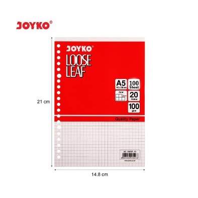 

Joyko Kertas Binder Loose Leaf Grid Kotak ukuran 5x5mm A5 100Gsm 100 Lembar