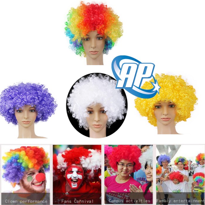 Wig hitam/ wig kribo/ Wig Badut / Wig Cosplay/ Rambut Palsu full