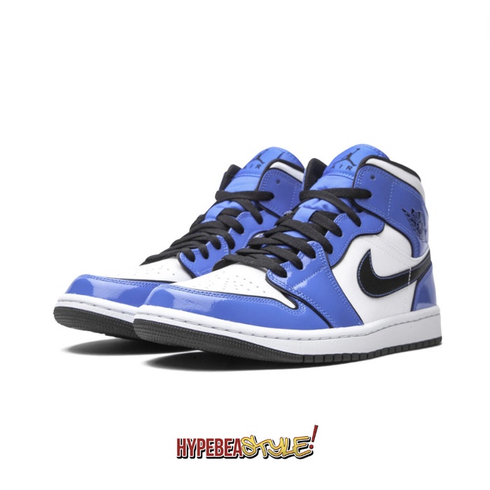 SEPATU NIKE AIR JORDAN 1 MID SIGNAL BLUE ORIGINAL SNEAKER - 45.5