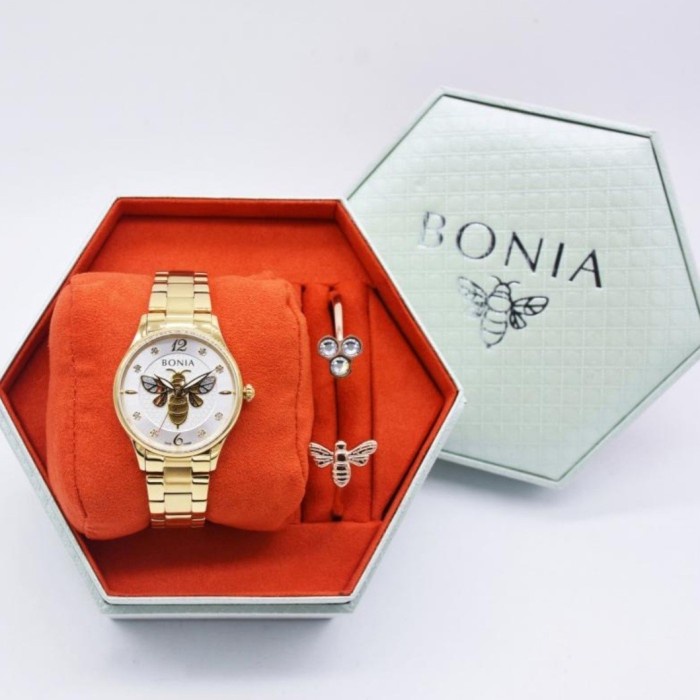 jam tangan wanita bonia original  bonia BNB10698 Free gelang  gold Vs