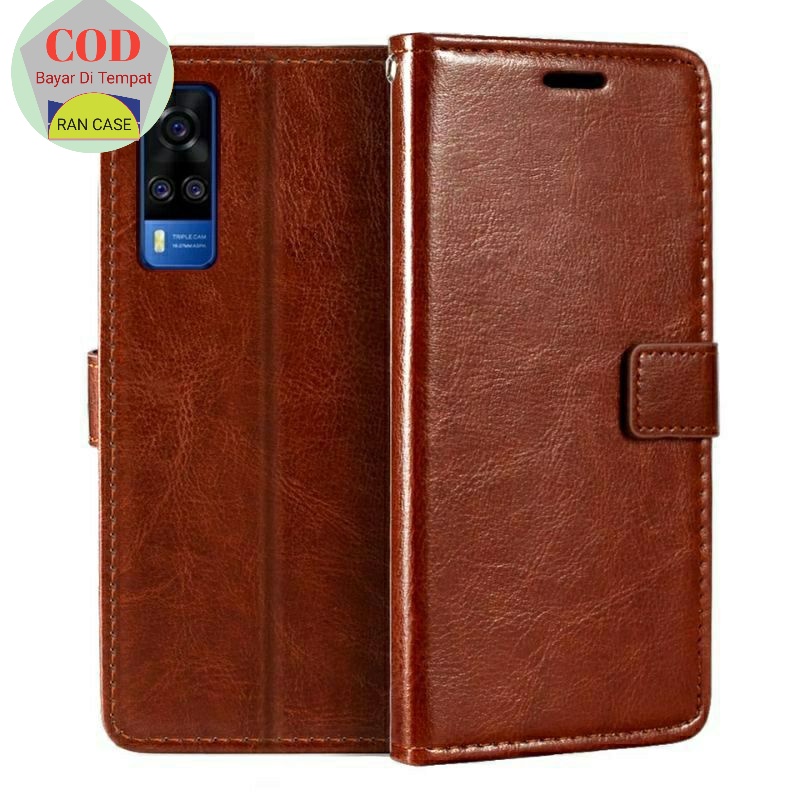 CASE VIVO Y51 (2020) Y51A (2031) LEATHER CASE SARUNG HP DOMPET KULIT FLIP COVER KESING HEADPHONE