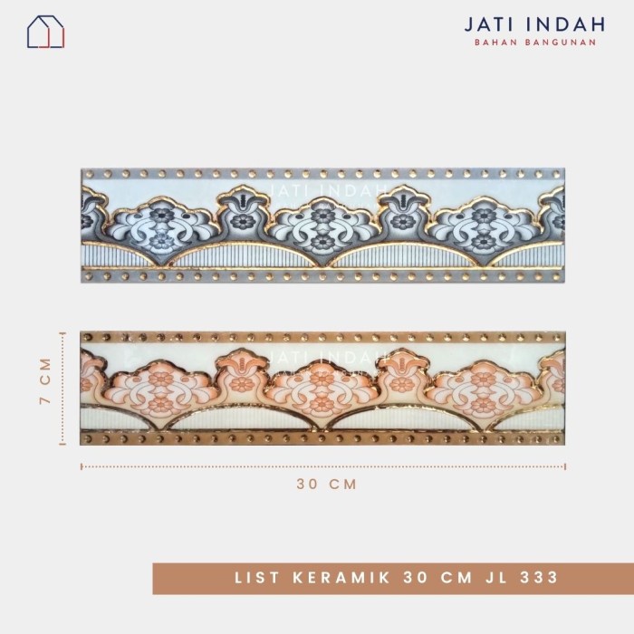 List Keramik 30 cm JL 333 Motif Ornamen Gold Emas / Lis Listello
