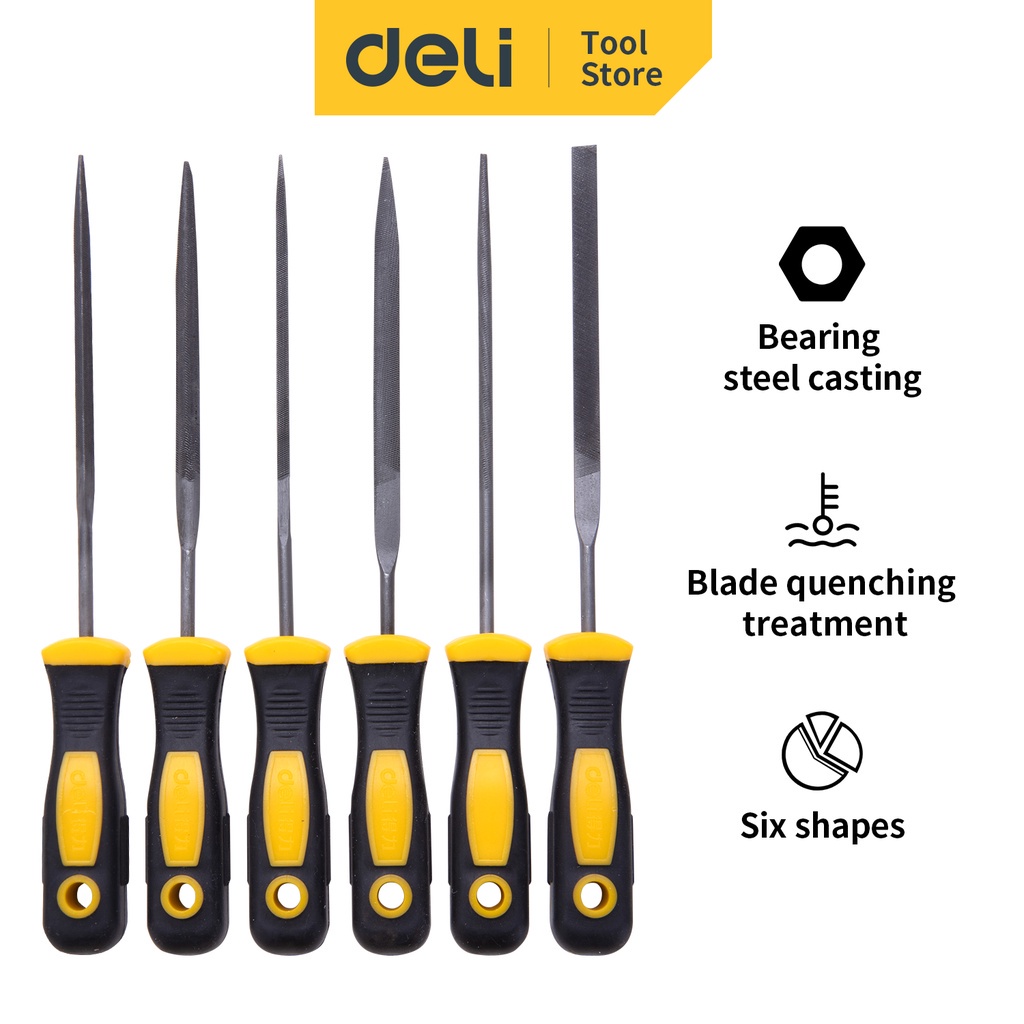 Deli Mini File / Set Alat Kikir Besi 6Pcs 3x140mm - kecil - 1 set