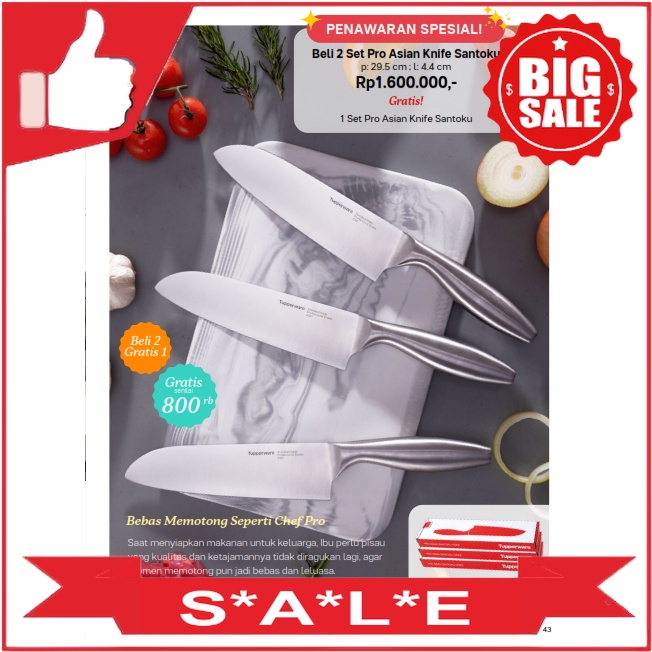 Tupperware Asian Knife Santoku ECER 1pcs Tupperware Original