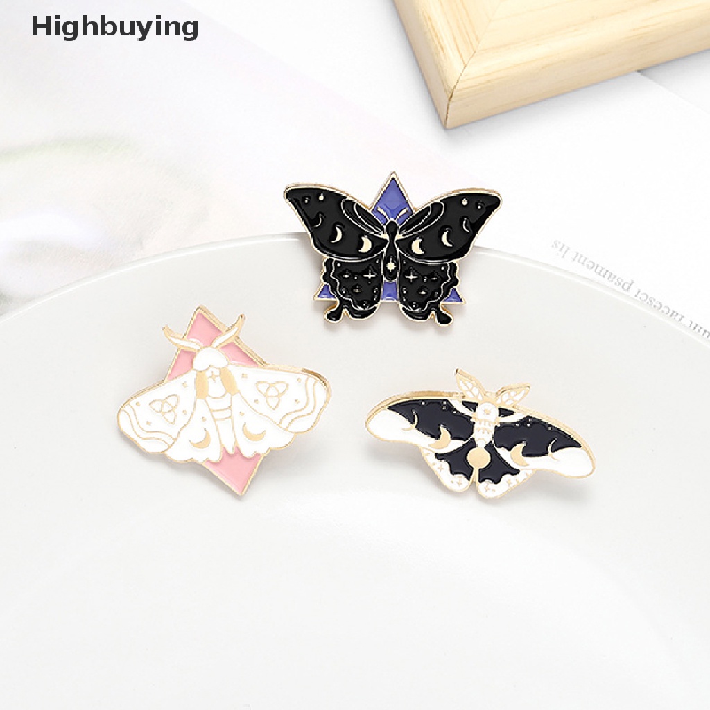 Hbid 3Pcs Pin Enamel Kupu-Kupu Ngengat Fase Bros Tas Pakaian Lapel Pin Lencana Hadiah Glory