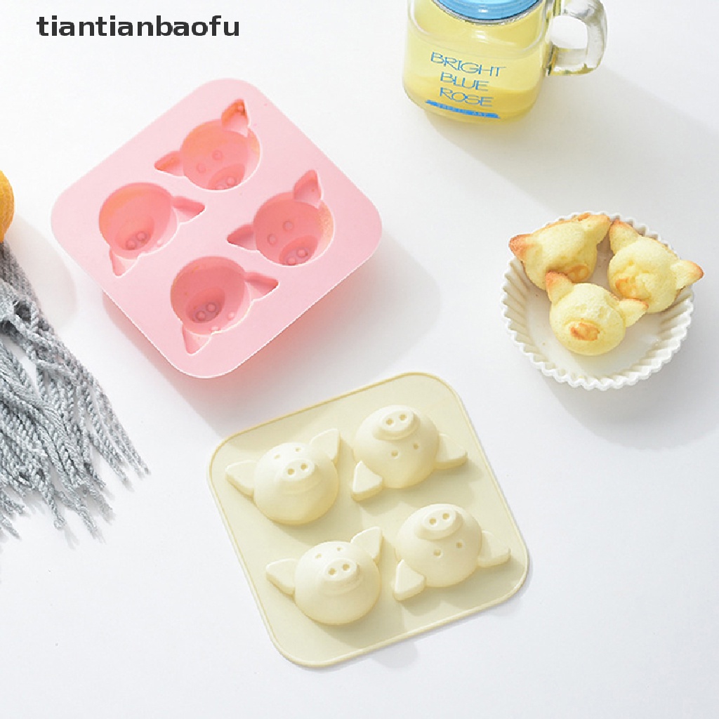 [tiantianbaofu] 1pc 4even Cute Pig Silicone Cake Mold DIY Kue Coklat Dapur Cetakan Kue Butik