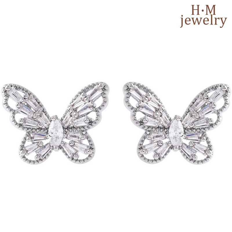 S925 Perak Shiny Butterfly Ear Clip Non-Pierced Bermutu Tinggi Unik Super Peri Telinga Giwang
