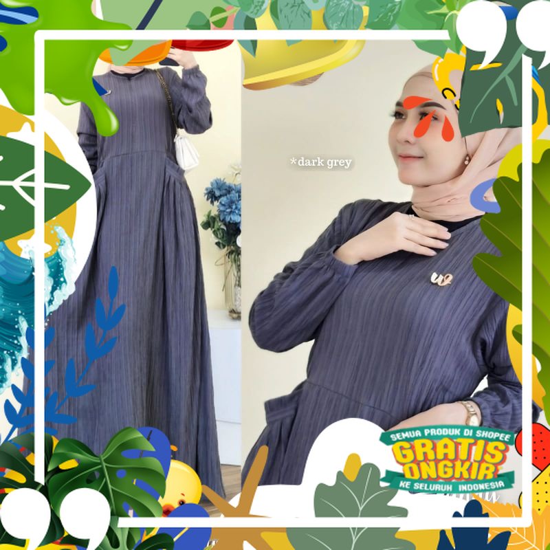 UWAIS SANDY MAXY | gamis busui cringkle airflow sandy dress original by uwais/ solat sholat ied idul