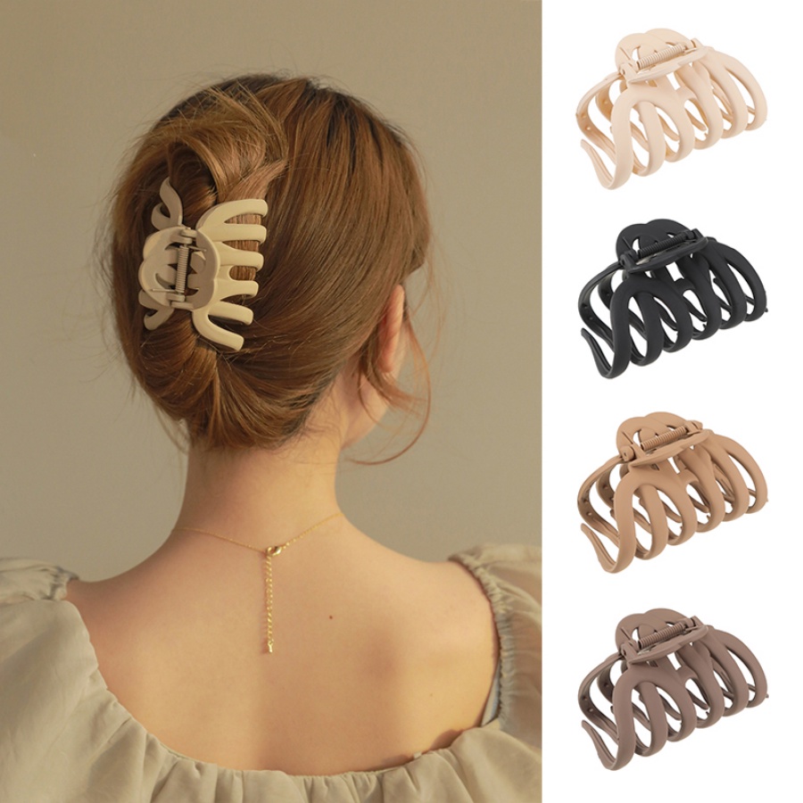 Korea 9cm Matte Plastik Jepit Rambut Hair Claw Woman Daily Fashion Hair Clip Ponytail Holder Aksesoris Rambut