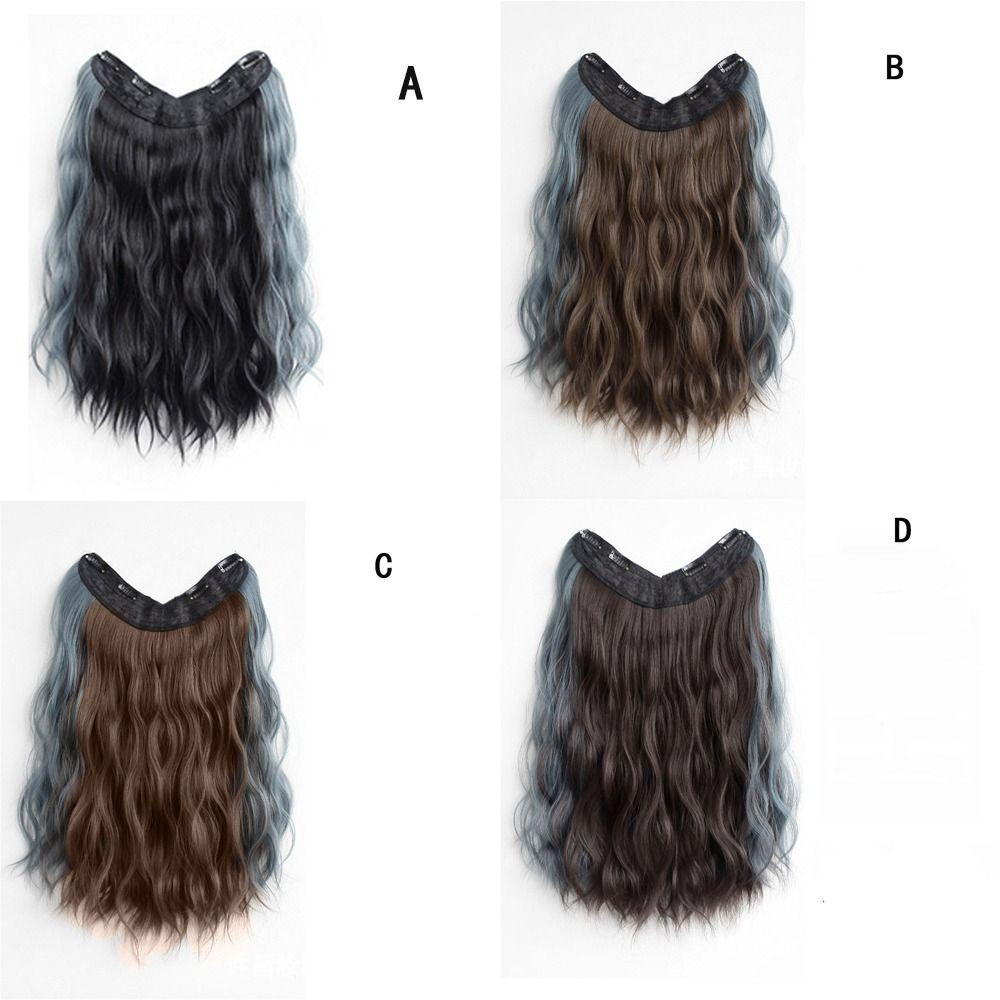 Lily Color Hanging Ear Wig Hair Dye Piece Curly Hair One-Piece Rambut Panjang Highlight Wig Piece