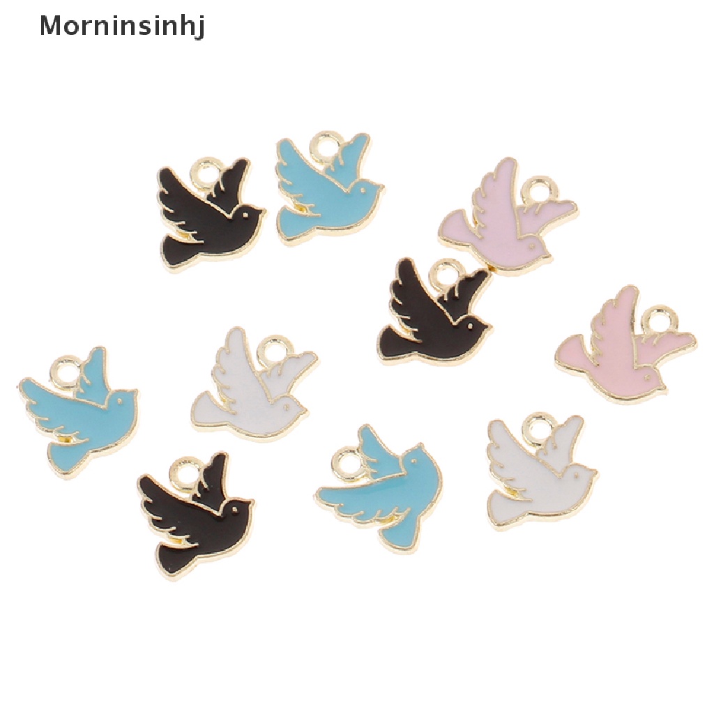 Mornin 10pcs 10*10mm Liontin Metal Peace Dove Untuk Membuat Perhiasan DIY Aksesoris id