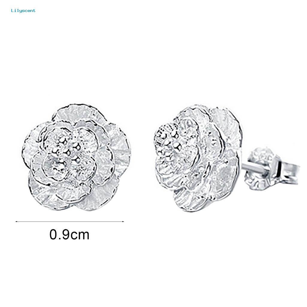 Lilyscent 1pasang Cincin Telinga Lapis Silver Untuk Pakaian Sehari-Hari Wanita Tindik Romantis Ear Studs Romantic