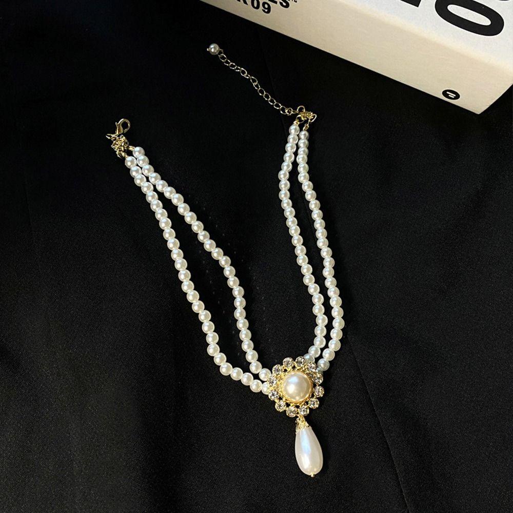 Mxbeauty Wanita Vintage Kalung Elegan Manis Halus Mutiara Rantai Klavikula Hadiah Ulang Tahun Double Layer Gadis Indah Choker