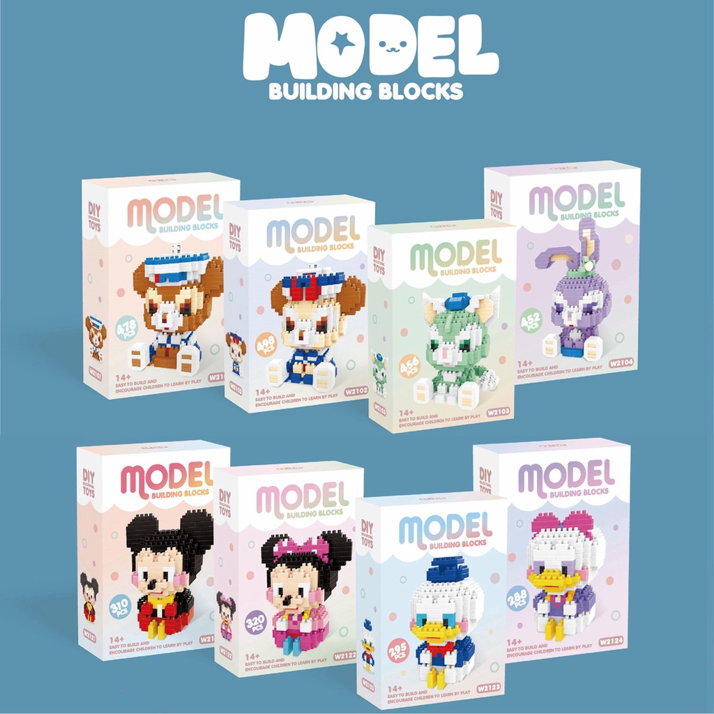 Mainan Balok Susun Karakter Kartun Mainan Anak Mainan Edukasi DIY 3D Puzzle Toy Brick Gift Nano Block Micro Brick