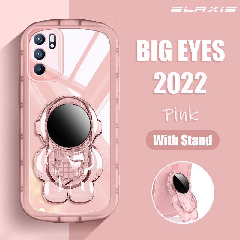 Andyh Untuk OPPO Reno 65g Casing Ponsel Tahan Jatuh Transparan Chubby Silikon Lembut Dengan Astronot Stand2022Desain Baru Ponsel Back Cover