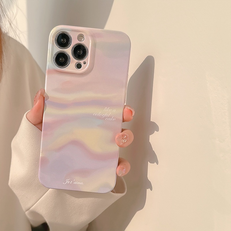 IPHONE Ultrathin PC Hard Full Pelindung Case Iphone7 8 Plus7+8+XR XS Max11 12 13 14 Pro Max 14Plus SE 2020 Hadiah Wanita Gradiasi Ungu Halo Non Slip