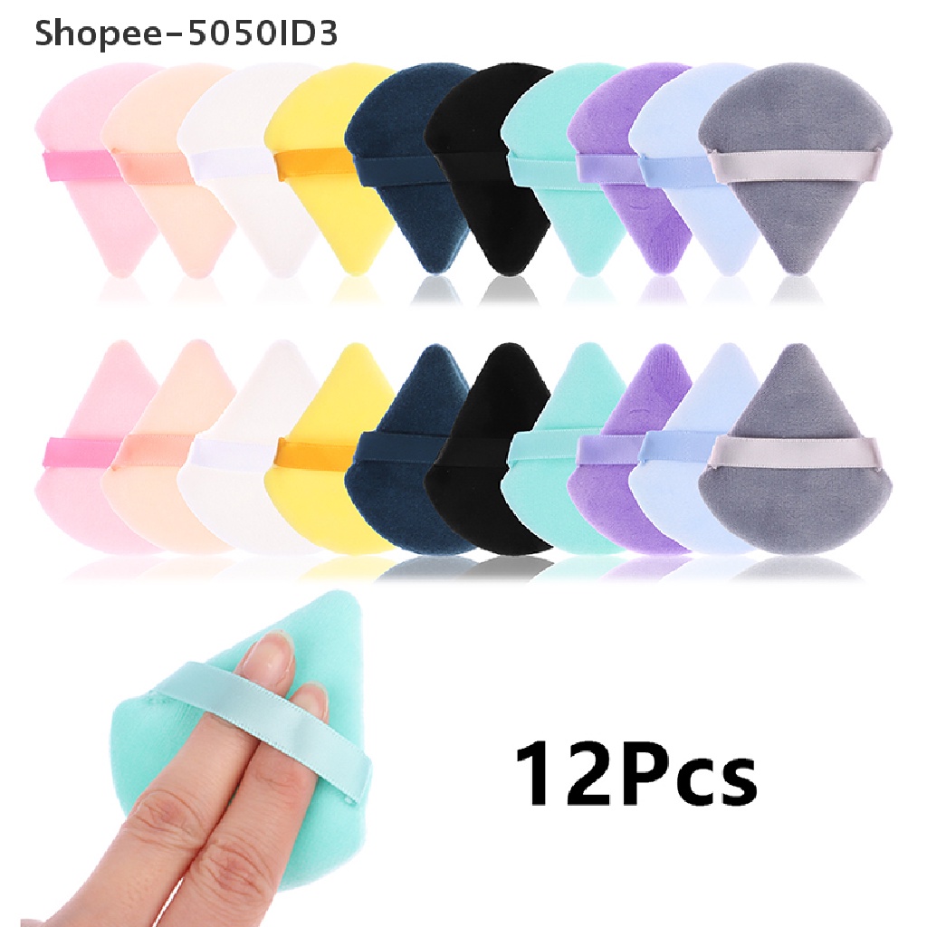 [HOT] 12pcs Segitiga Velvet Powder Puffs Washable Mini Finger Puffs Blend Alat Makeup [ID]