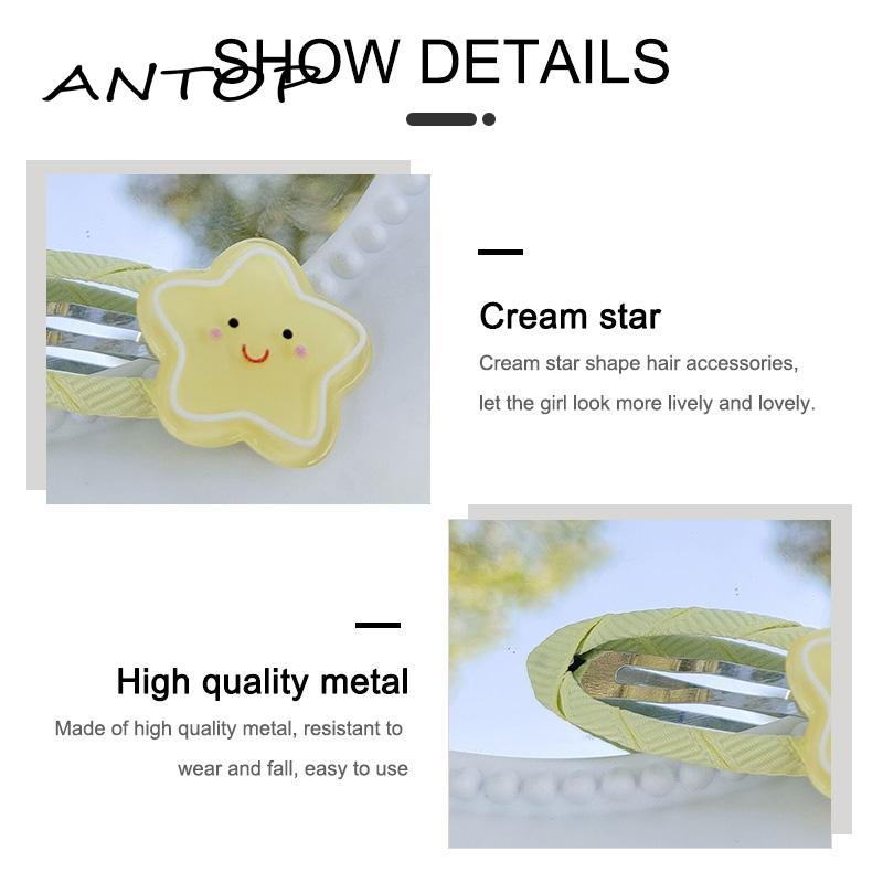 【antop】Creamy Star Oval Wrap Cloth Simple Lovely Jepitan Rambut Gadis Bang Hairpin