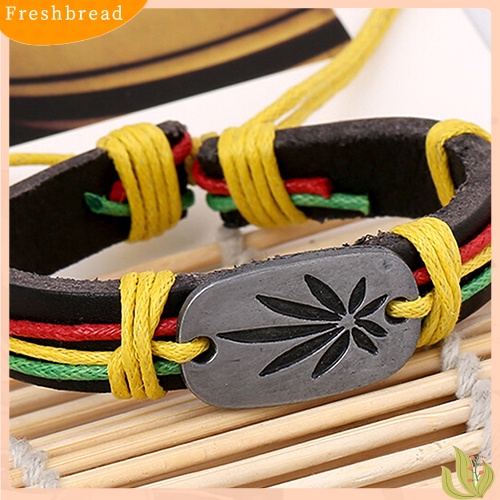 &lt; Freshbread &gt; Gelang Kepang Maple Kulit Imitasi Unisex Pria Wanita Handmade Vintage Bangle