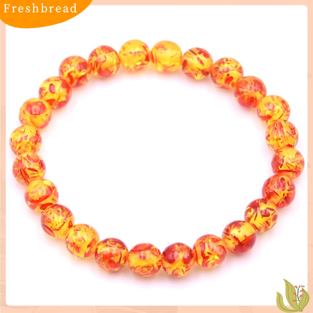 &lt; Freshbread &gt; 8mm/10mm Gelang Manik-Manik Bulat Batu Amber Buatan Pria Wanita Stretch Bangle