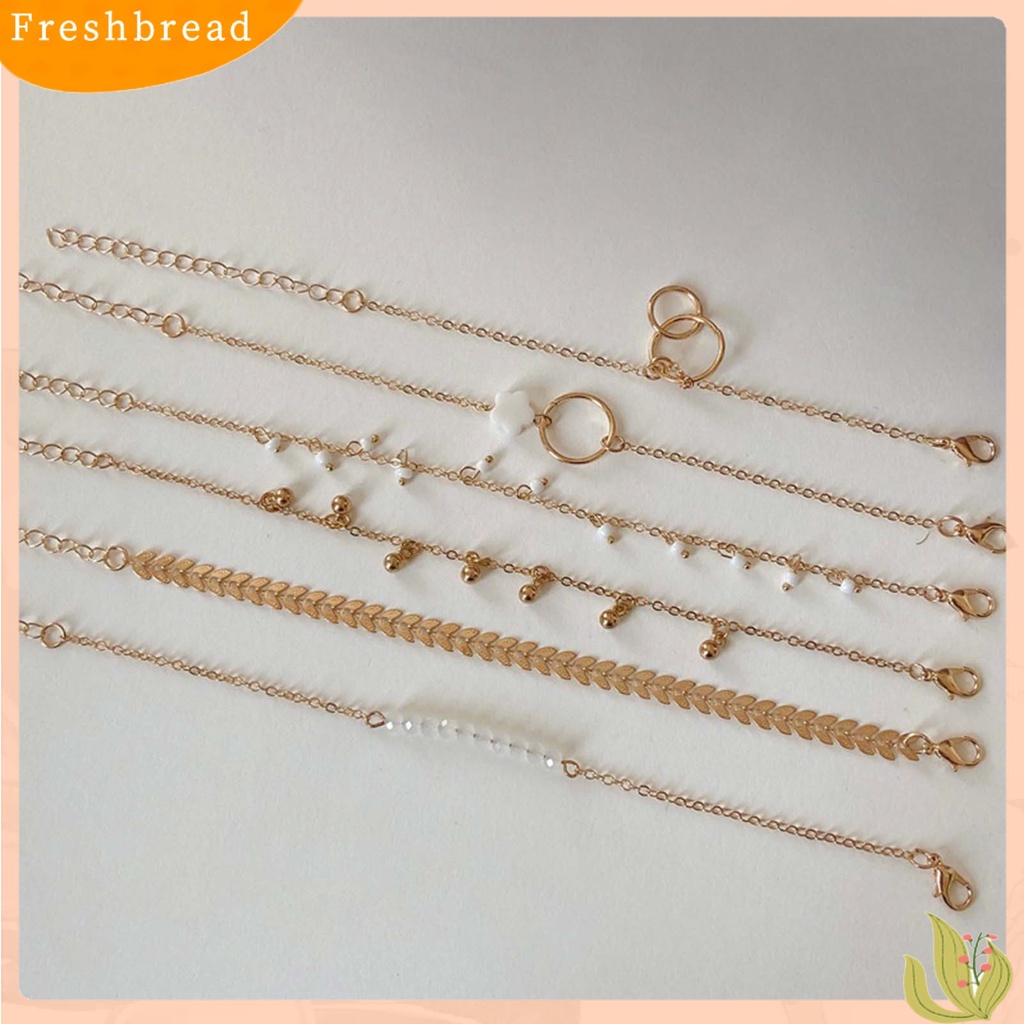 &lt; Freshbread &gt; 6Pcs Gelang Wanita Stackable Circle Jewelry Adjustable Bright Luster Bracelets Untuk Pesta