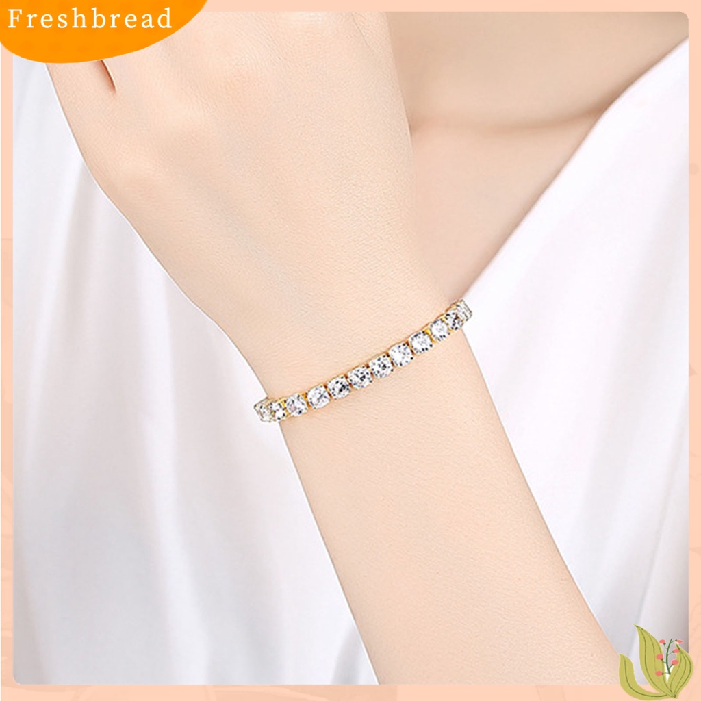 &lt; Freshbread &gt; Wanita Gelang Geometris Cubic Zirconia Perhiasan Sparkling Electroplating Bracelet Untuk Pesta