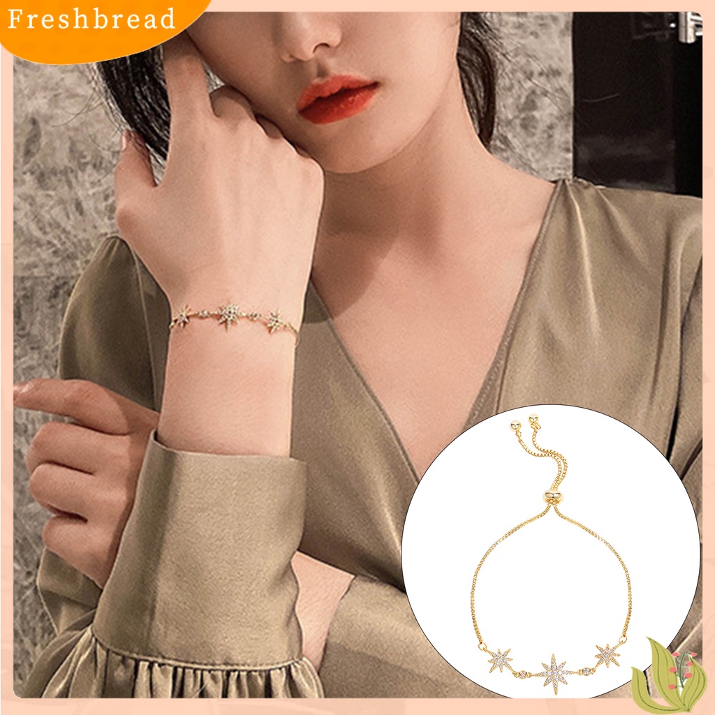 < Freshbread > Gelang Rantai Temperamen Kepribadian Perhiasan Gaya Korea Hadiah Ulang Tahun Dekorasi Rantai Yang Dapat Disesuaikan Minimalis Gelang Bintang Oktagonal Untuk Tanggal
