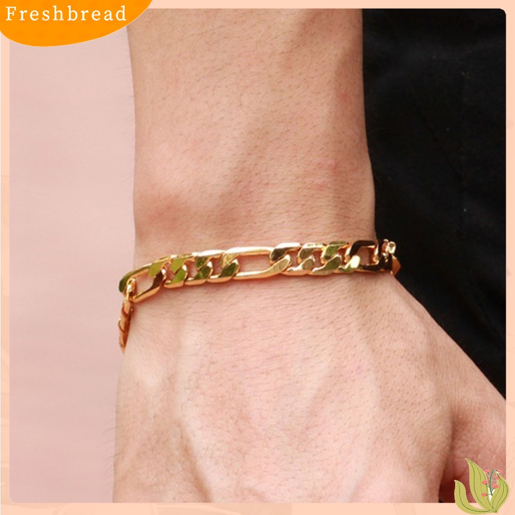 &lt; Freshbread &gt; Gesper Persegi Sederhana Menyamping Rantai Bangle Gelang Pria Perhiasan Hadiah Ulang Tahun