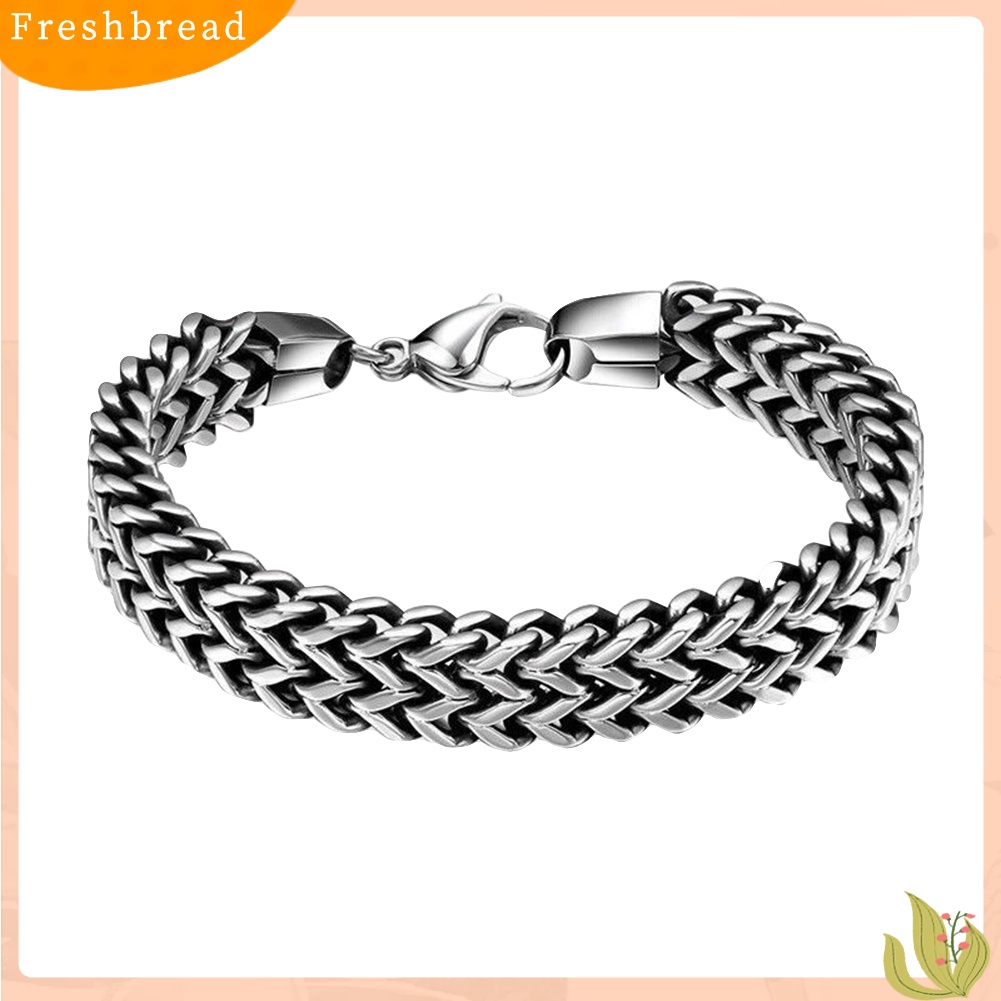 &lt; Freshbread &gt; Pria Stainless Steel Gelang Bangle Desain Sederhana Vintage Rantai Ular Perhiasan