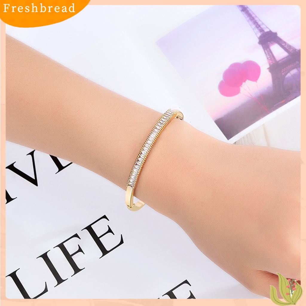 &lt; Freshbread &gt; Fashion Wanita 1baris Berlian Imitasi Bangle Pesona Gelang Perhiasan Hadiah Properti Foto