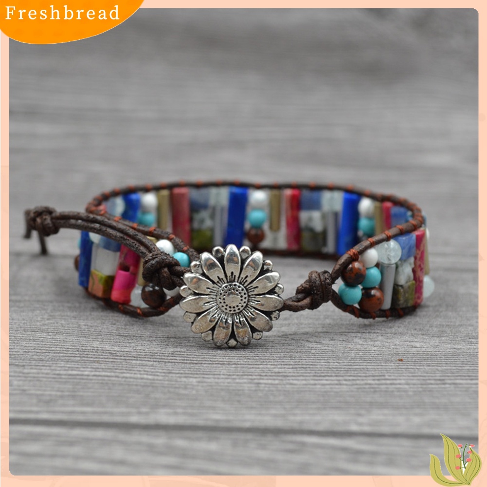 &lt; Freshbread &gt; Boho Wanita Multicolor Multilayer Kulit Imitasi Menenun Permata Manik-Manik Gelang Perhiasan