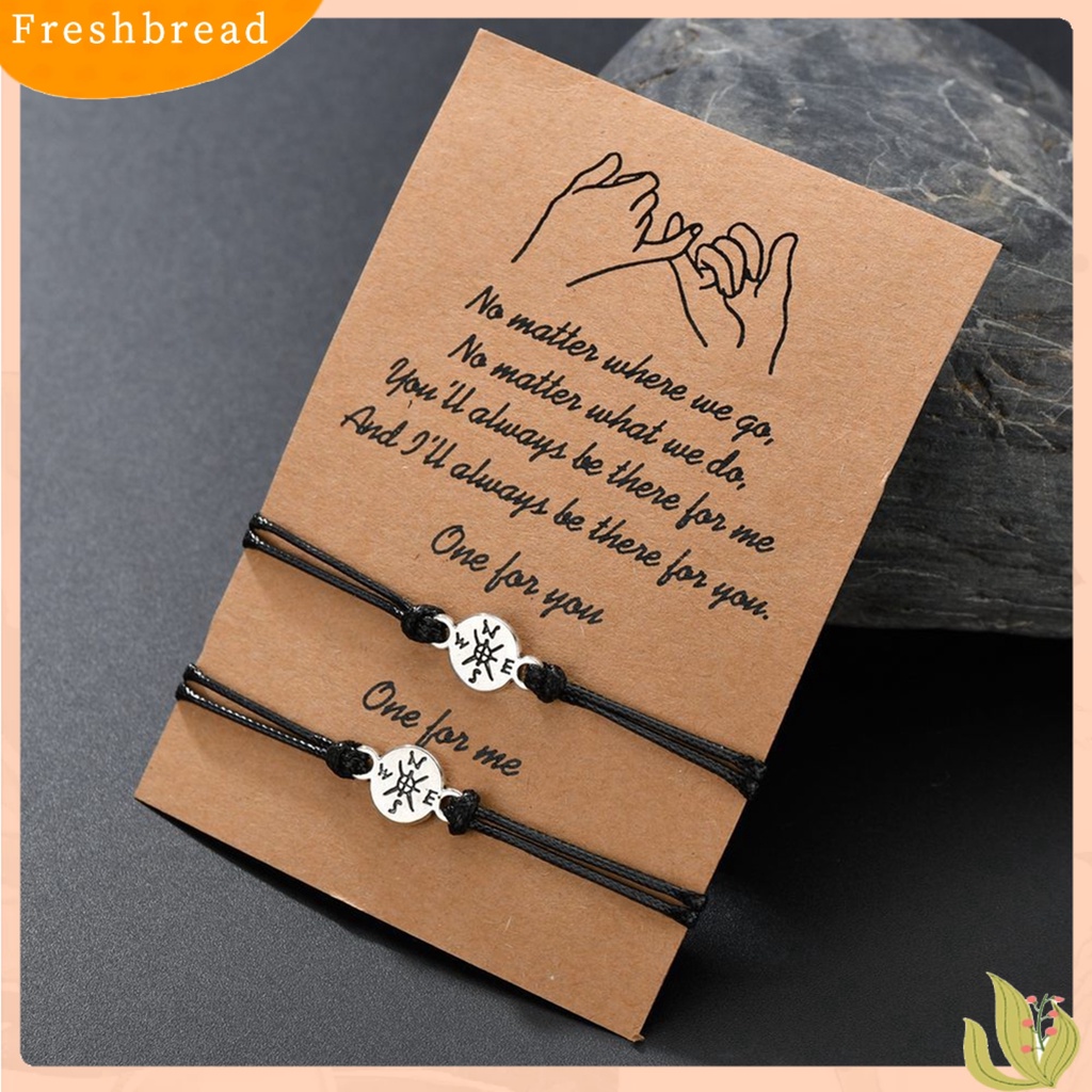 &lt; Freshbread &gt; 2Pcs Bentuk Kompas Tali Lilin Dapat Disesuaikan Pasangan Gelang Teman Hadiah Aksesoris