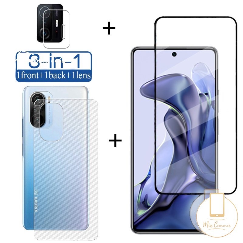 Oppo A17 A17K A57 A15 A74 A54 A1K A58 A78 A77s A16 A95 A96 A12 Reno 8 8T 7Z 5 7 6 3-in-1 Tempered Glass Pelindung Layar Depan Belakang Carbon Film Lensa Kamera Kaca Film Protector