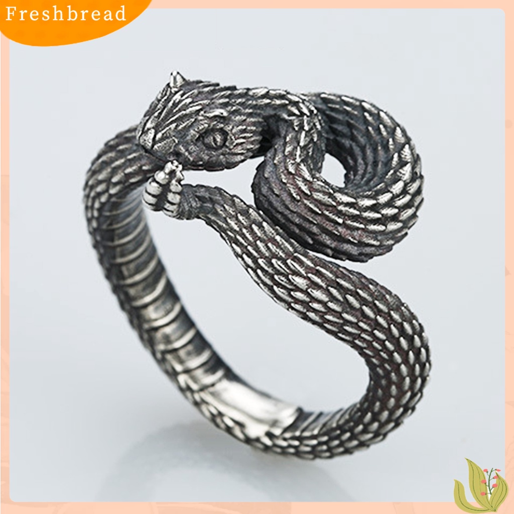 &lt; Freshbread &gt; Cincin Bungkus Pembukaan Adjustable Punk Hip Hop Alloy Bentuk Ular Untuk Pesta Cocktail