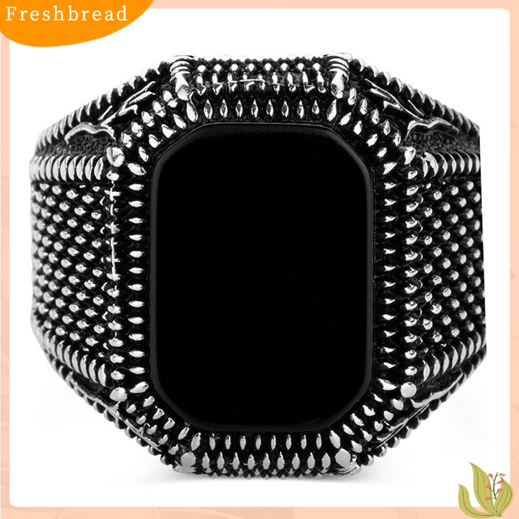 &lt; Freshbread &gt; Fashion Cincin Nyaman Bersinar Mewah Kepribadian Trendi Menghias Paduan Bertatahkan Permata Hitam Cincin Hadiah