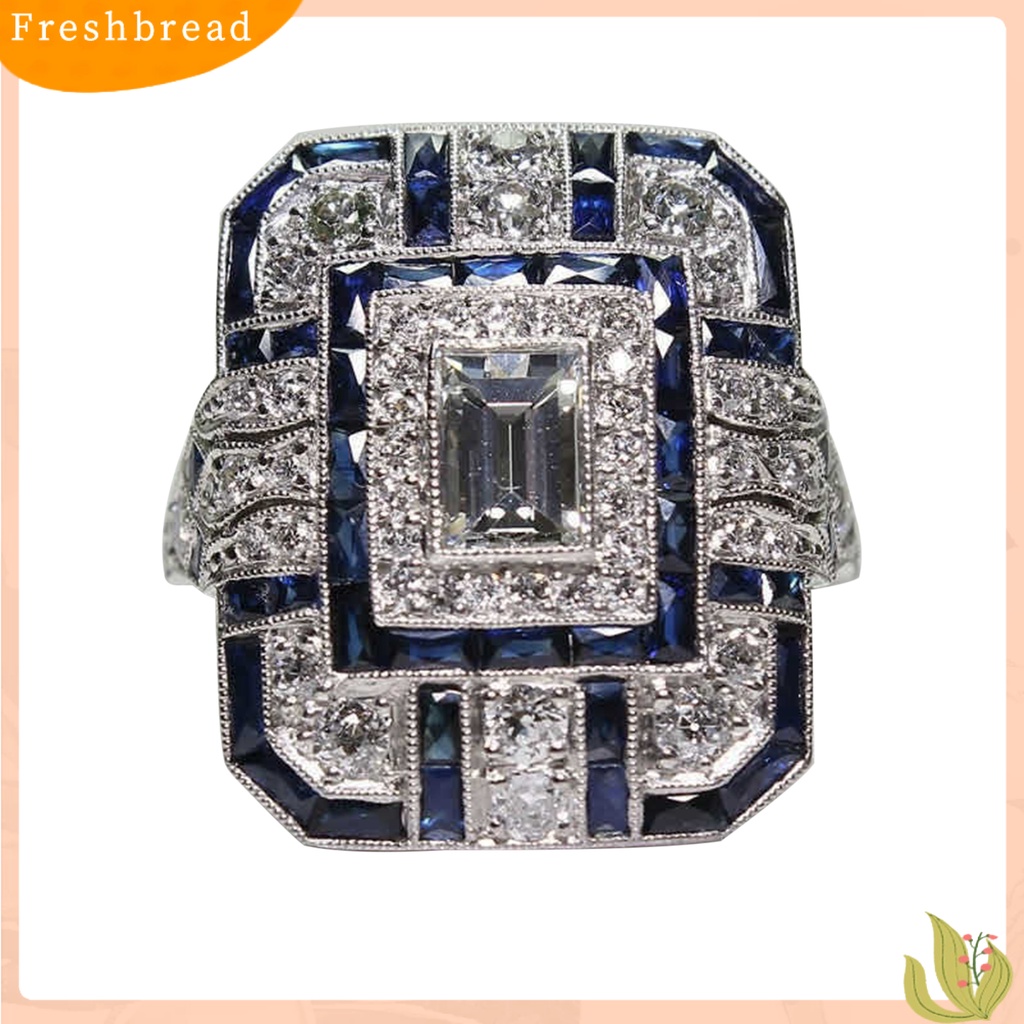 &lt; Freshbread &gt; Wanita Circlet Berlian Imitasi Hias Indah Ringan Cincin Jari Gaya Etik Untuk Pertunangan