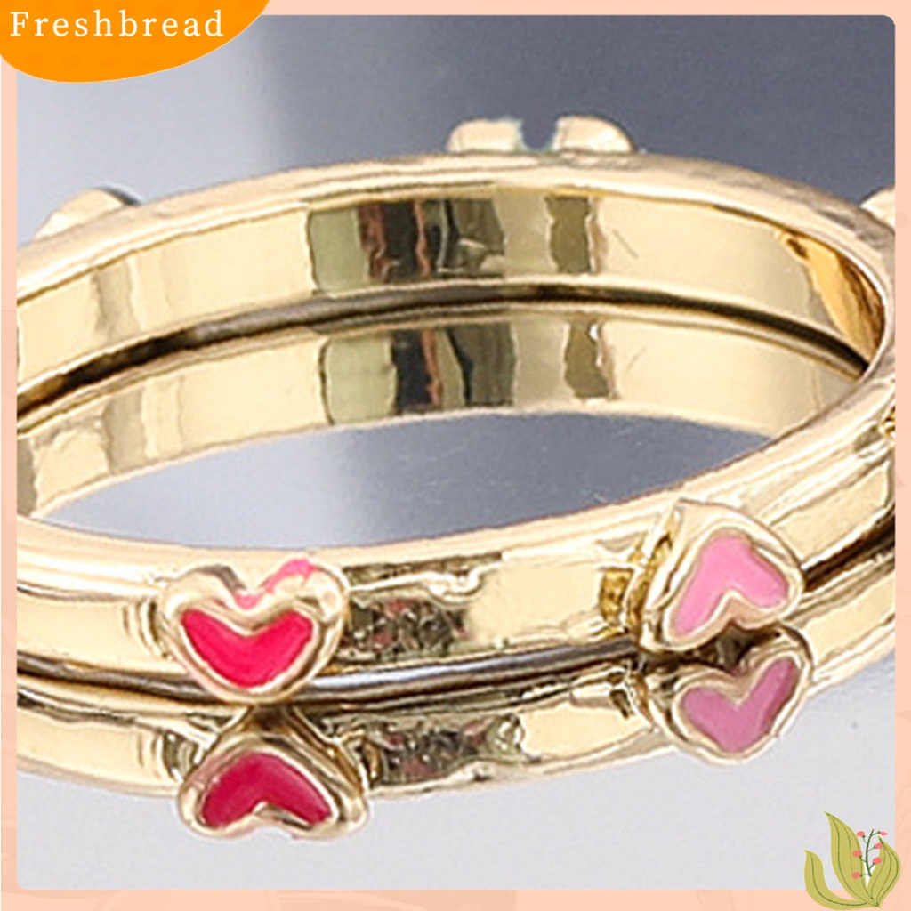 &lt; Freshbread &gt; Cincin Jari Hati Multicolor Wanita Menetes Minyak Dicat Cincin Hadiah Ulang Tahun