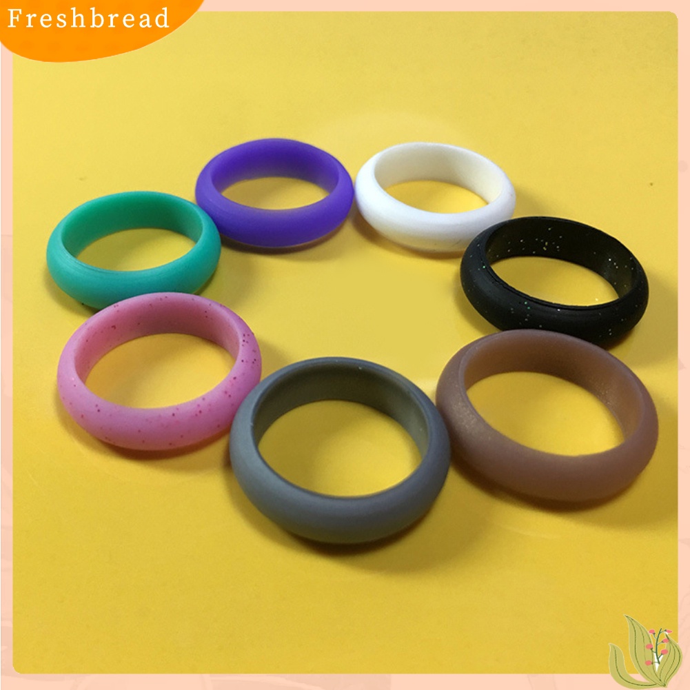 &lt; Freshbread &gt; 7Pcs/Set Multi Color Fashion Cincin Jari Silikon Pasangan Kekasih Perhiasan Hadiah